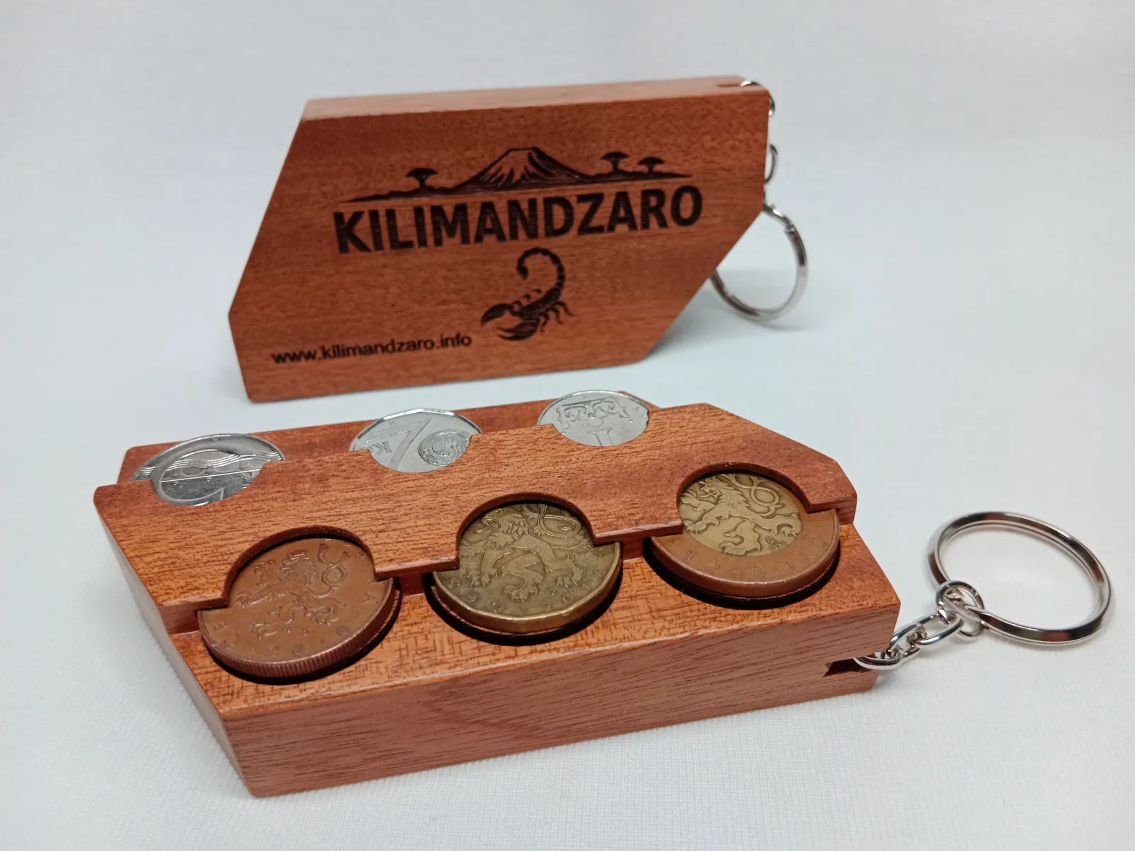 Klíčenka s držákem mincí Kilimandzaro (Mahagon)-2