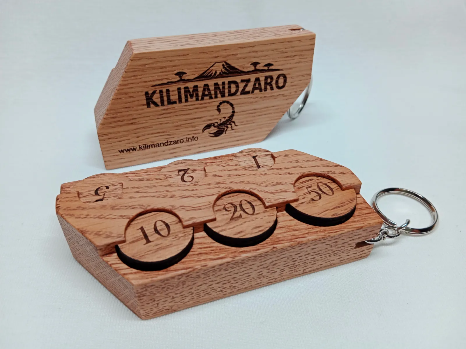 Klíčenka s držákem mincí Kilimandzaro (Dubová hnědá)-2